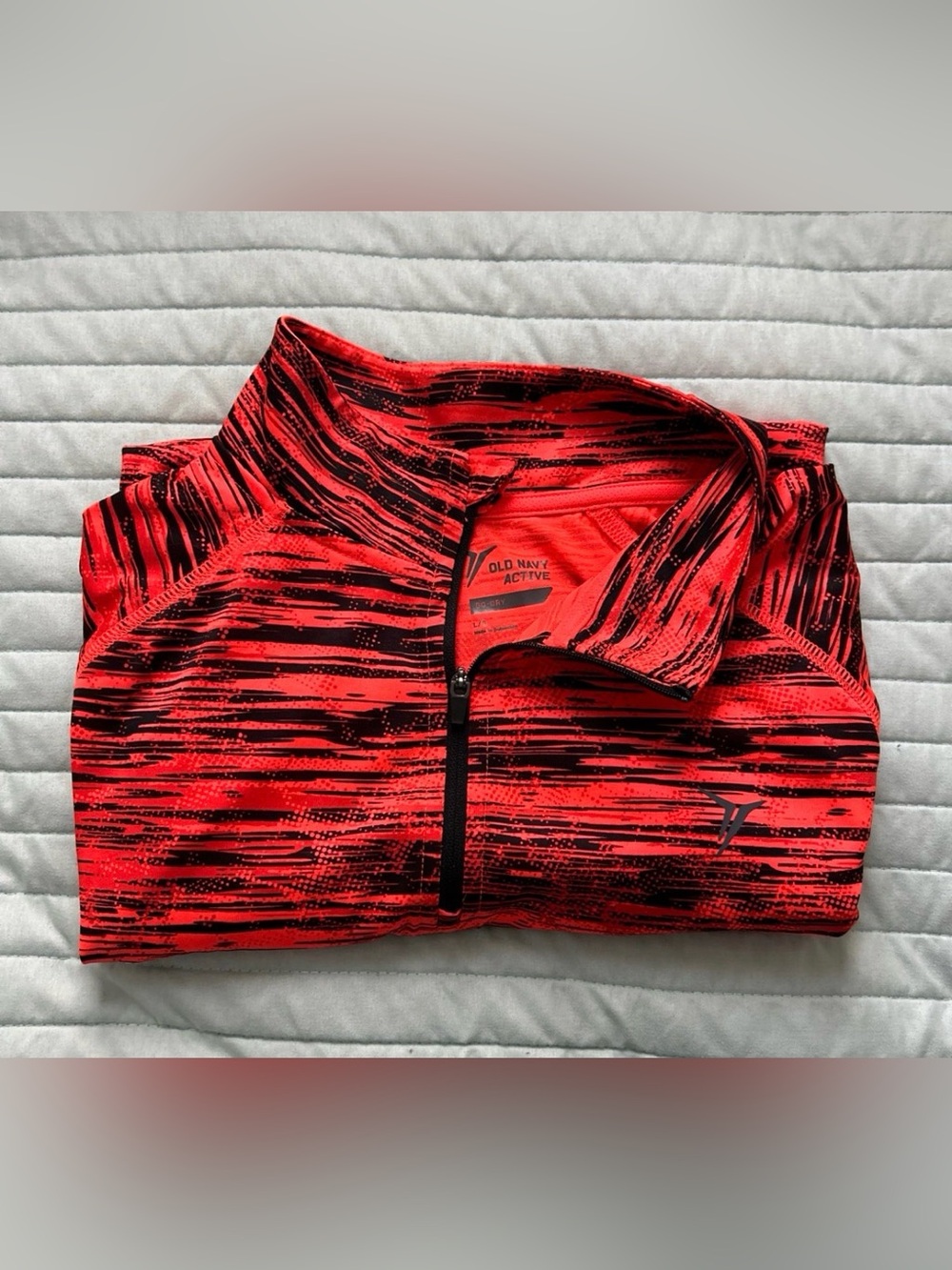 Old Navy Active Go Dry 1/4 Zipper Longsleeve Orange Black Shirt Size Large EUC